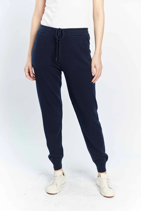 Women's Cashmere Cuffed Jogger Navy - Gobi Cashmere - M, Navy