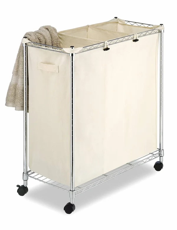 Whitmor Supreme Laundry Sorter with Canvas Bag - Silver, 14in x 29.88in x 8.82in