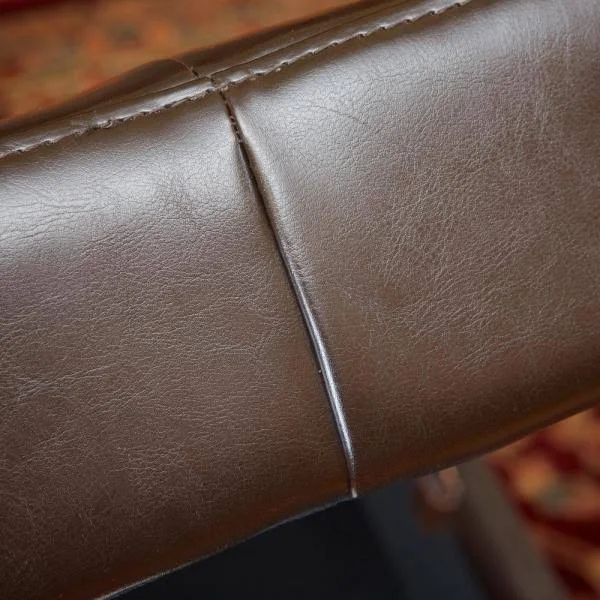 Noble House Chatsworth Brown Leather Storage Ottoman