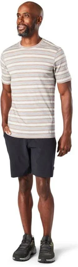 Smartwool Merino 150 Baselayer Short Sleeve - Men's Light Gray Heather Stripe Large SW000744F92L