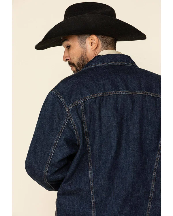 Wrangler Men's Faded Indigo Plaid Lined Denim Jacket