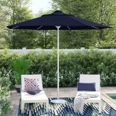 Leiston 9' Market Umbrella Sol 72 Outdoor Frame Color: Silver Anodized, Fabric Color: Olefin Navy Blue