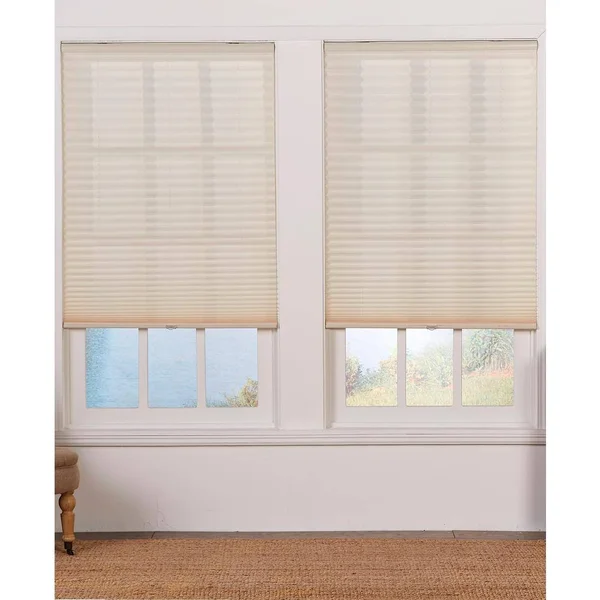 Perfect Lift Window Treatment Cut-to-Width Ecru Cordless Light Filtering Pleated Shade - 52 in. W x 48 in. L - White