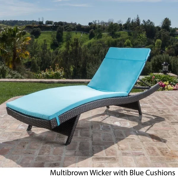 Salem Outdoor Wicker Adjustable Chaise Lounge with Cushion by Havenside Home - Grey+Caramel