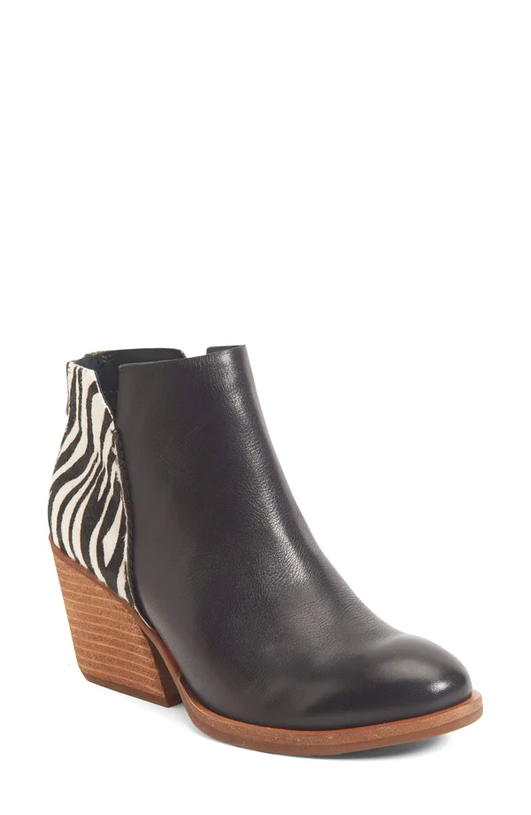 Kork-Ease Chandra Leather Giraffe Print Calf Hair Block Heel Booties - 11M