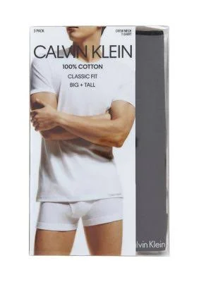 Calvin Klein NB2925 Big & Tall Cotton Crew T-Shirt - 3 Pack, Black