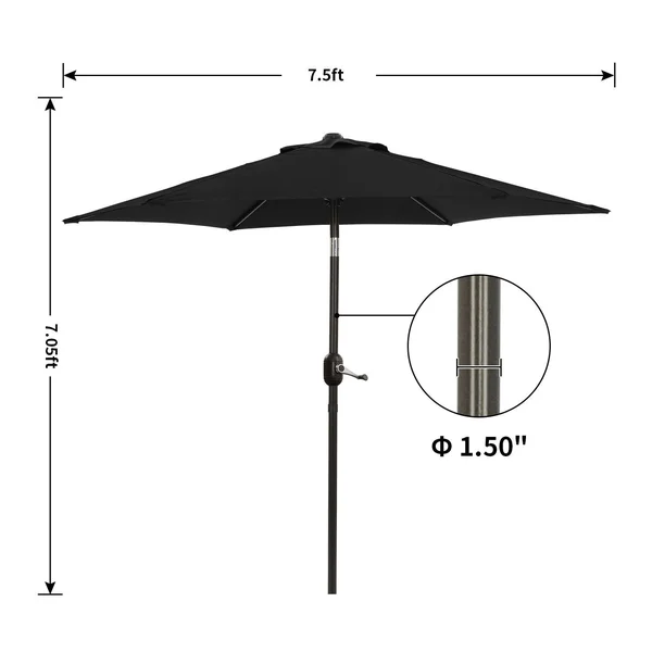 Bonosuki 7.5ft Patio Umbrella Waterproof Sunshade Canopy - Red
