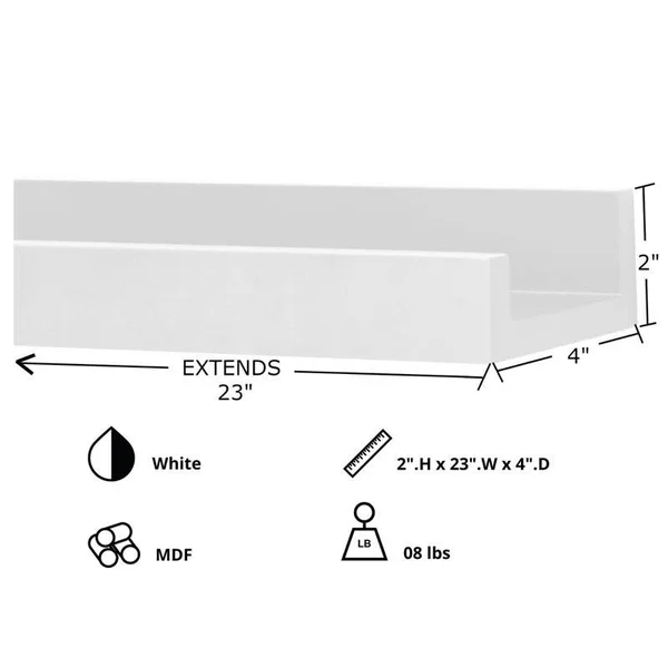 Pemberly Row Modern Edge Ledge White White Engineered Wood