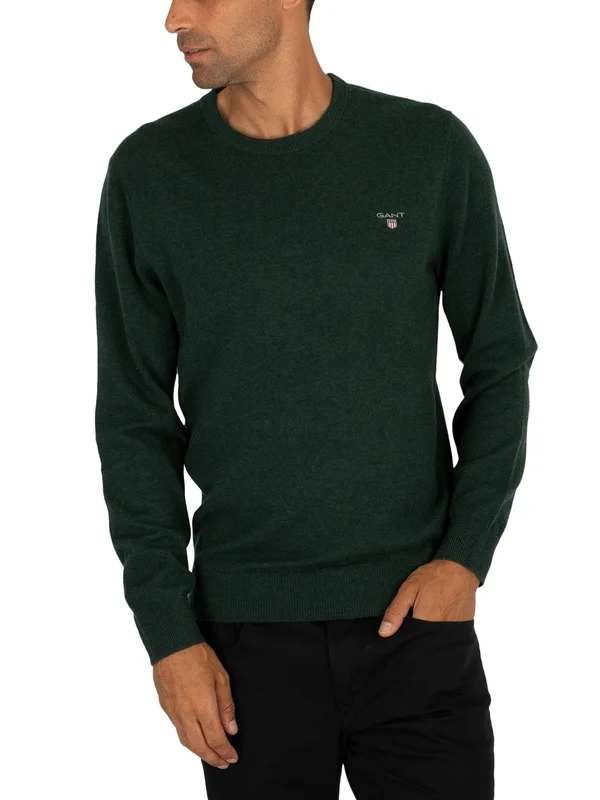 Gant Super Fine Lambswool Crew Neck Sweater - Green
