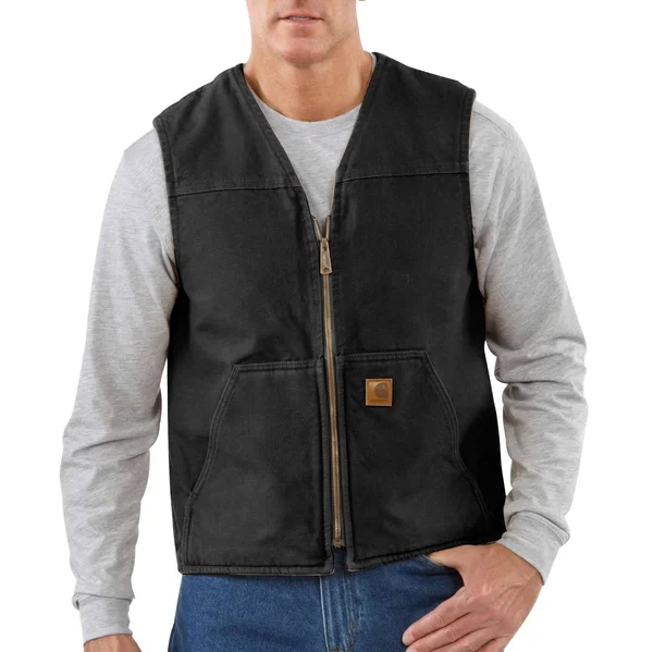 Carhartt Men's Sandstone Rugged Sherpa Lined Vest - Black, Medium