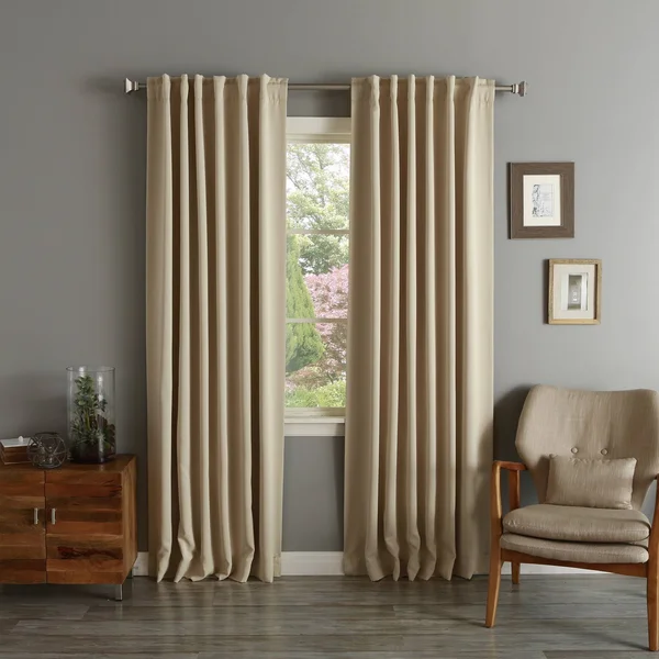 Aurora Home Solid Insulated Thermal Blackout Long Length Curtain Panel Pair - 52