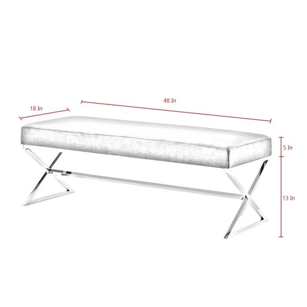 Inspired Home della Entryway Velvet Bench with Gold or Chrome X-Legs - Size: Black/ Gold