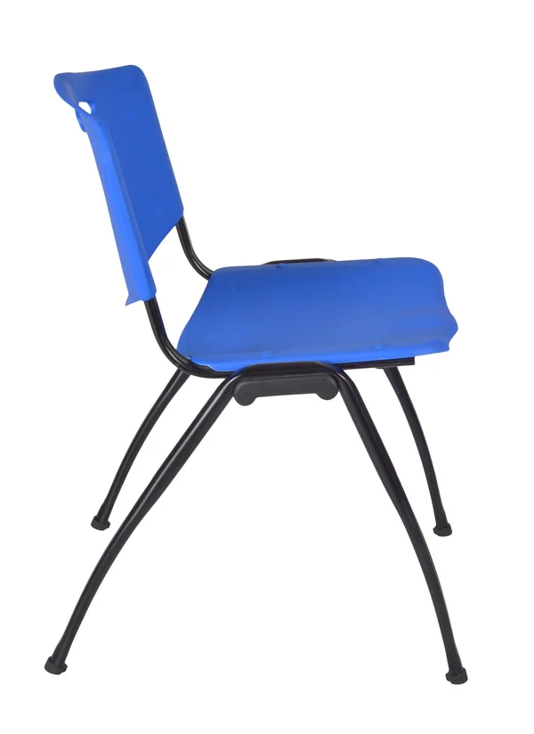 Regency Cain 48x22 Square Breakroom Table- Mocha Walnut & 4 &M& Stack Chairs- Blue