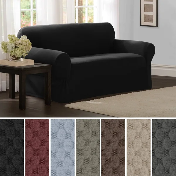 Pixel Stretch 1 Piece Loveseat Furniture Cover Slipcover - Size: 34 inchh x 38 inchd x 58-73 inchw