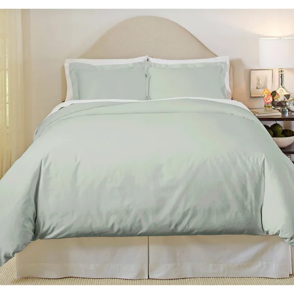 Pointehaven 500 Thread Count Cotton 3-Piece Duvet Cover Set Sage King