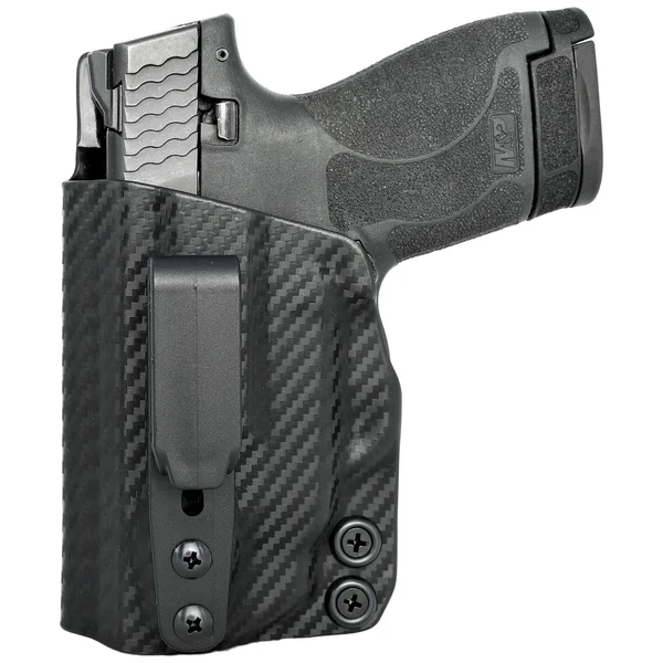 Smith & Wesson Mu0026P Shield M2.0 9MM/40SW w/Integrated Crimson Trace Laser Tuckable IWB Kydex Holster Black, Right Hand (