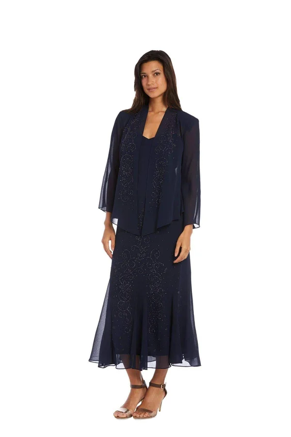 Ru0026M Richards Women's Plus Size Beaded Jacket Dress - Mother of The Bride Dresses - 22W Navy, Blue