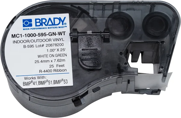 Brady MC1-1000-595-GN-WT Label, 1 in W x 25 ft L