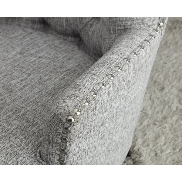 Bentley Button Tufted Accent Chair with Nailhead TRIM, Gray-White