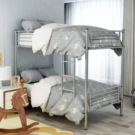 Merax Twin Over Twin Metal Bunk Bed, Multiple Colors, Silver