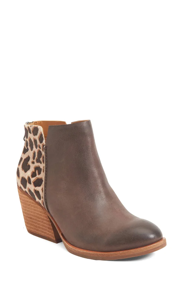 Kork-Ease Chandra Leather Giraffe Print Calf Hair Block Heel Booties - 11M