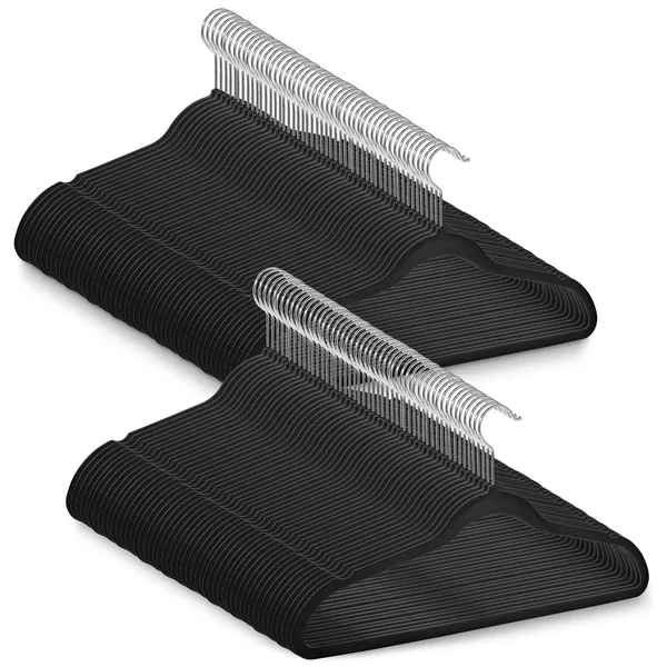 Casafield 100 Ivory Velvet Suit Hangers - Space Saving - Non-Slip & Chrome Swivel Hook for Dress Clothes, Coats, Pants, Shirt