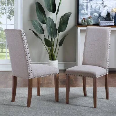 Jakyb Tufted Linen Upholstered Parsons Chair Red Barrel Studio Upholstery Color: Gray