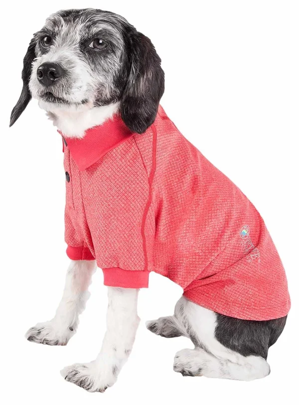 Pet Life Active &Fur-Flexed& Relax-Stretch Wick-Proof Performance Dog Polo T-Shirt - Navy, X-Small