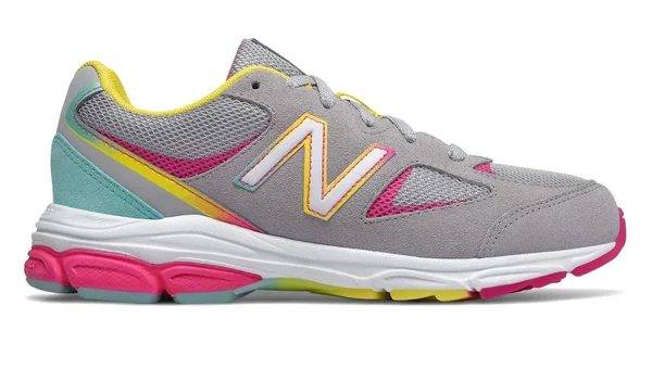 New Balance Girls& 888v2 Running Shoe - Grade School - Size: 7, Grey/Rainbow