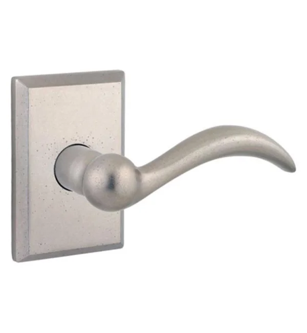 Baldwin Arch Single Dummy Door Lever with Rustic Square Rose Dark Bronze Right
