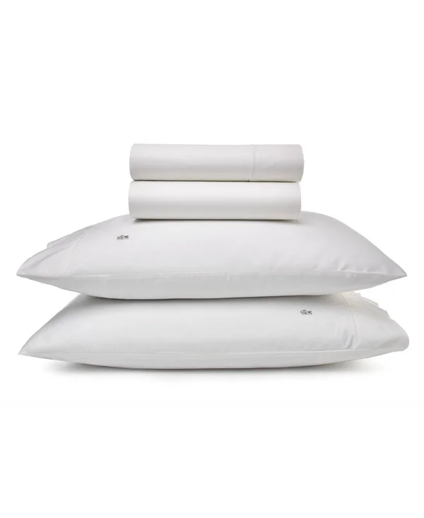 Lacoste Home Match Point Collection Sheet Set, Standard King - White, Terracotta