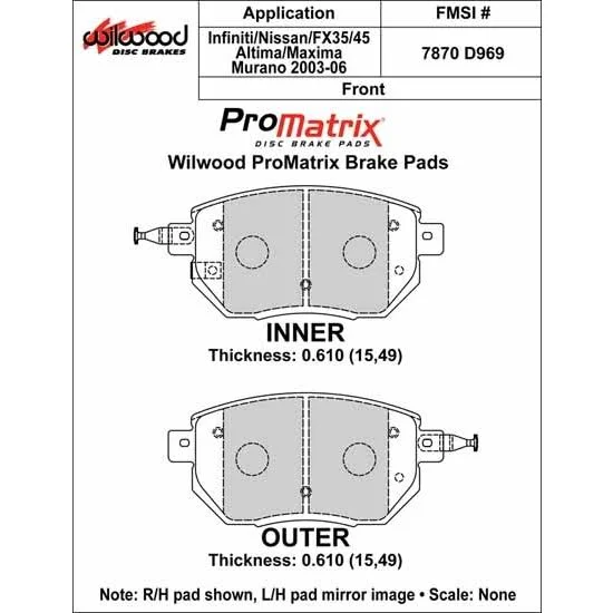 Wilwood Pad Set - Promatrix, D969 150-D0969K