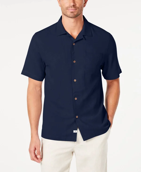 Tommy Bahama Mens Weekend Topics Button Down Silk Shirt 2XL - Men's, Blue