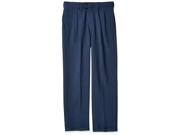 Haggar Men's Eclo Stria Classic Fit Flat Front Hidden Expandable Dress Pants - Blue
