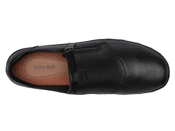 Rockport Women's Cobb Hill Amalie Zipper Slip-On, Size: 10, Black Leather