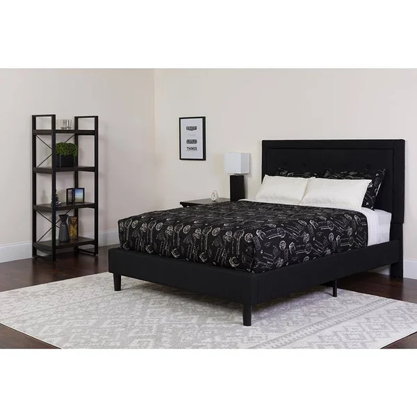 Roxbury Tufted Upholstered Platform Bed - Beige, Twin