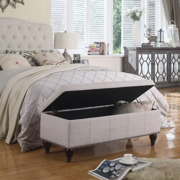 Copper Grove Bunlap Upholstered Storage Bench - Beige - 17x22x44x22x17x22