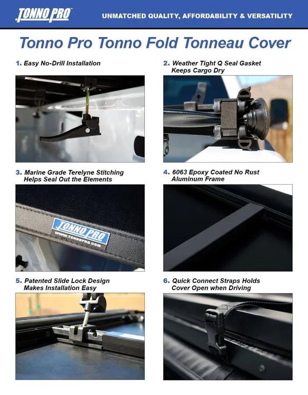 Tonno Pro Tonno Fold 42-314 Tri-Fold Truck Bed Tonneau Cover 2015-2018 Ford F-15