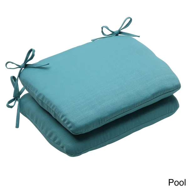 Pillow Perfect Outdoor Forsyth Rounded Seat CUSHION, Green, Set of 2