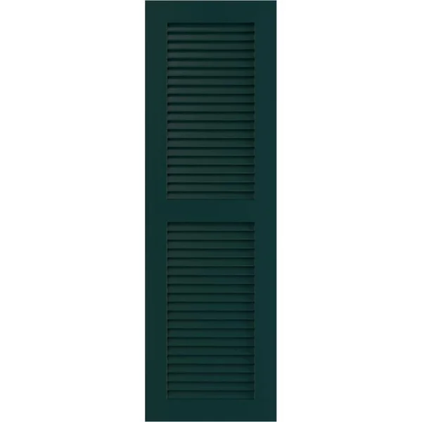 Ekena Millwork CWL18X037DGC 18x22W x 37x22H Exterior Composite Louvered Shutters (Per Pair) - Black Forest Green