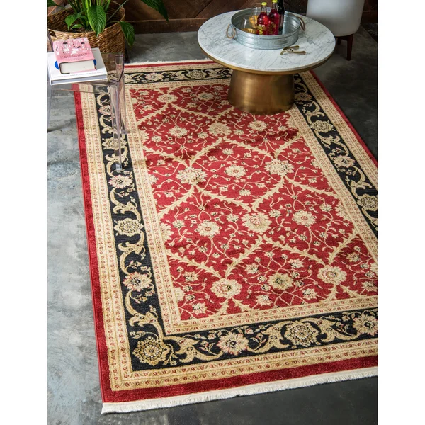 Unique Loom Freesia Edinburgh Area Rug - 5& x 8& Red