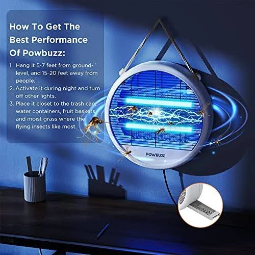 P O W B U Z Z Bug Zapper Fruit Fly Trap Gnat Killer Mosquito Zapper Moth Catche