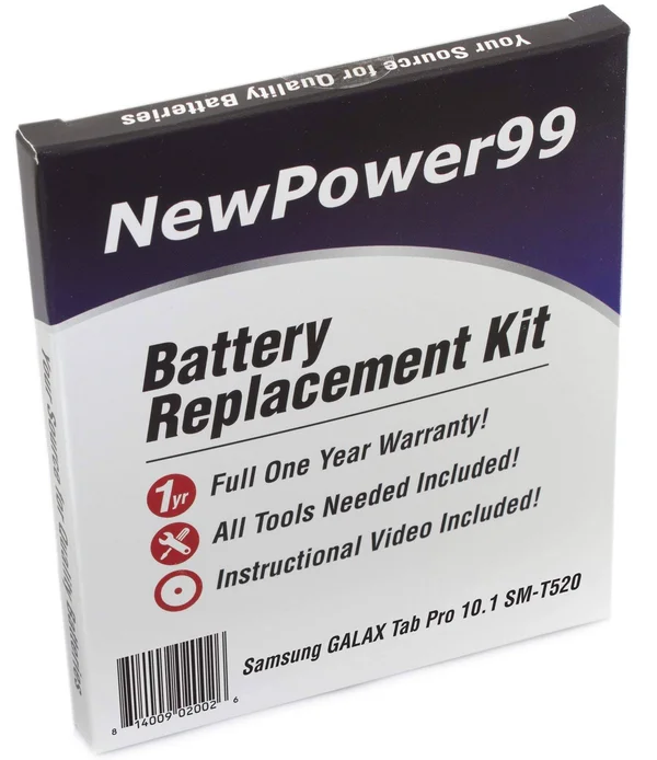 Samsung Galaxy Tab Pro 10.1 Sm-t520 Battery Replacement Kit with Tools, Video Instructions and Extended Life Battery