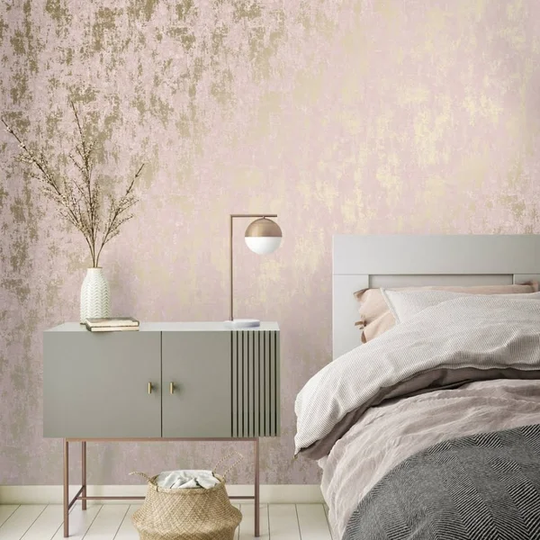 I Love Wallpaper Milan Metallic Wallpaper Blush Pink, Gold