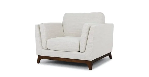 White Armchair, Solid Wood Legs, Article Ceni Modern Furniture