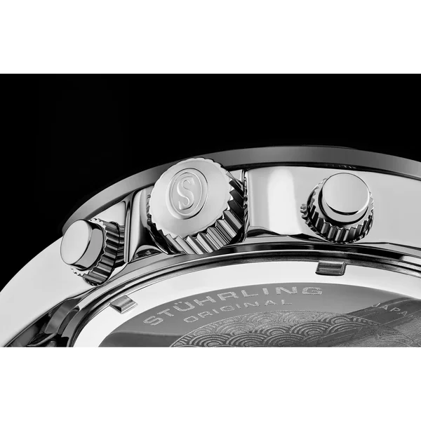Stuhrling 3961 6 Quartz Chronograph Date Stainless Steel Bracelet Mens Watch