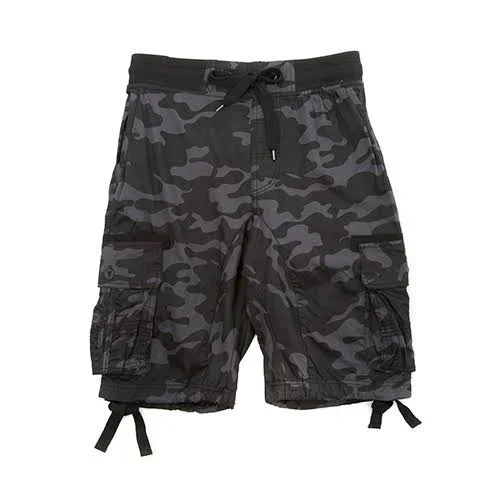 Southpole Mens Jogger Shorts with Cargo Pockets - Grey/Black, M