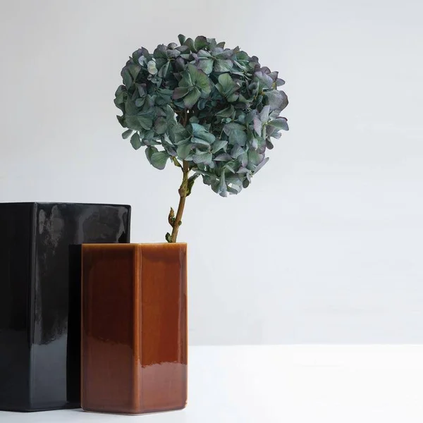 Iittala Ruutu Ceramic Vase 7.25x22 Dark Blue