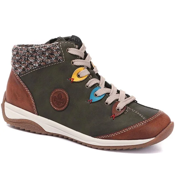 Rieker L5222-24 Ladies Casual Ankle Boots Green/Multi: EU 36