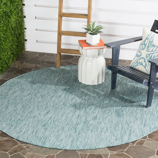 Safavieh Courtyard Marolyn Indoor/ Outdoor Patio Backyard Rug - 7&1 x 7&1 Round - Aqua/Aqua